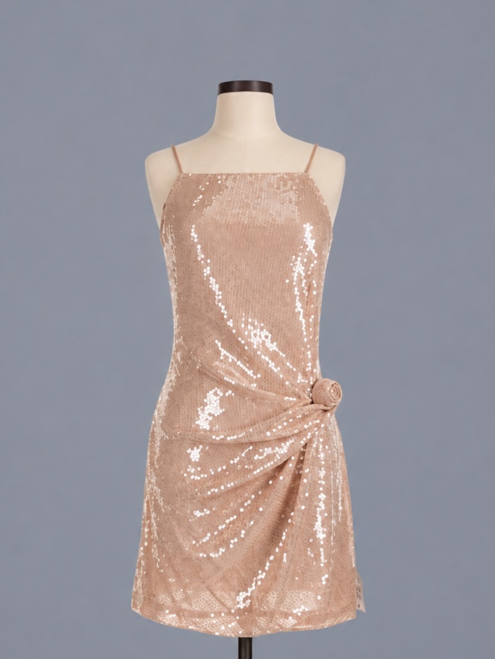 ASOS Design Blush Sequin Ruched Mini Dress Size 6 NWT